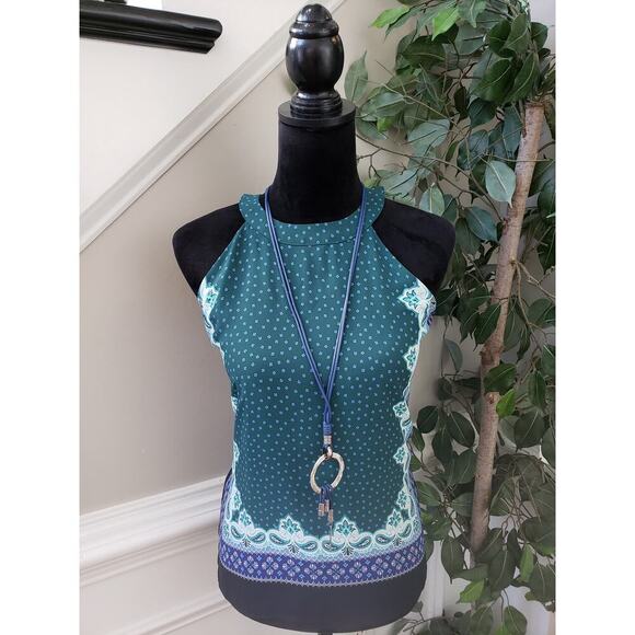 LOFT Bandana Boho Tank Top Women's XS Multi Paisley Print Sleeveless Halter Neck - Picture 1 of 11